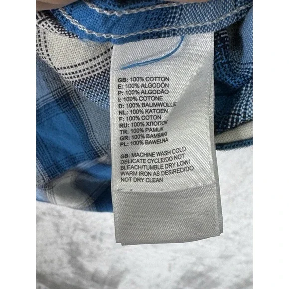 The North Face Shirt Mens M Button Up Blue Plaid Classic Fit Short Sleeve Oxford - Picture 8 of 8